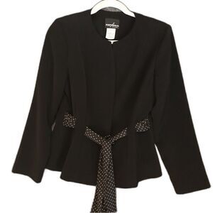 Positive Attitude Blazer Women’s Size 10 Black Attached Belt Long Sleeve Button